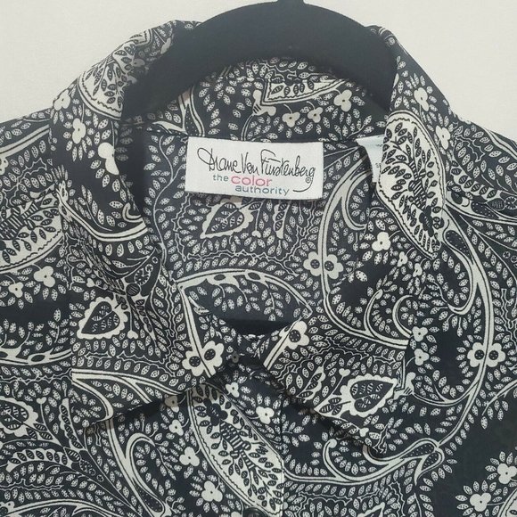 Diane Von Furstenberg The Color Authority Button Up Blouse Long Sleeve 1X/2X - Picture 3 of 10